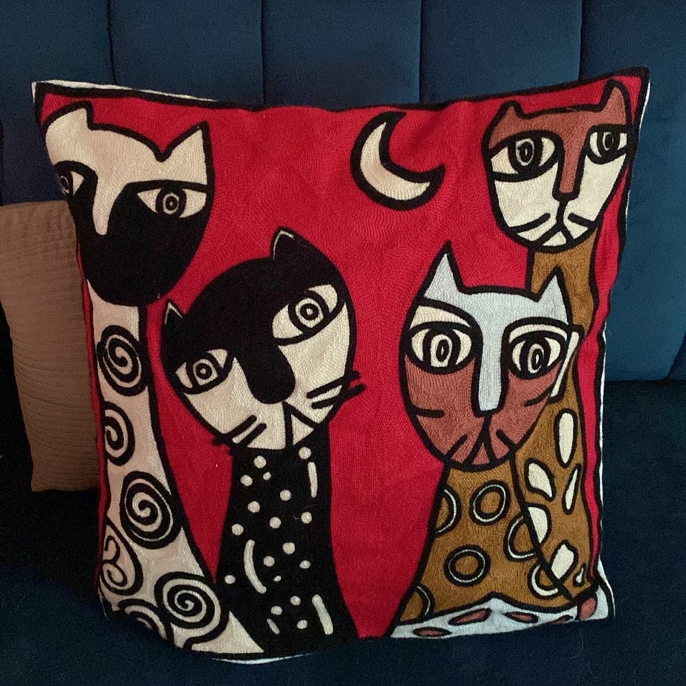 Abstract Cat Throw Pillow Cover Fits 17 x 17 insert